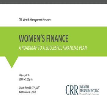 Women's Finance - A Roadmap to a Successful Financial Plan