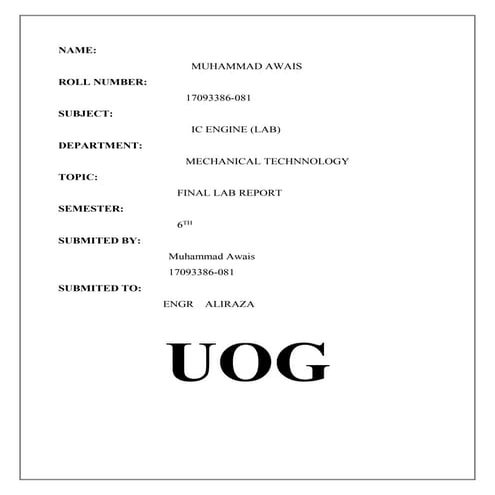 IC Engine Final lab report