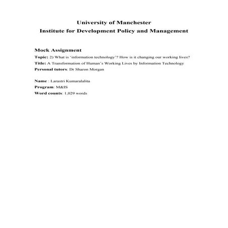 a transformation of human life by information technology 