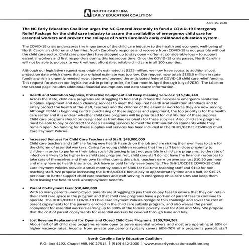 NC Child legislative Ask