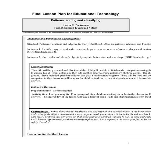 Final lesson plan