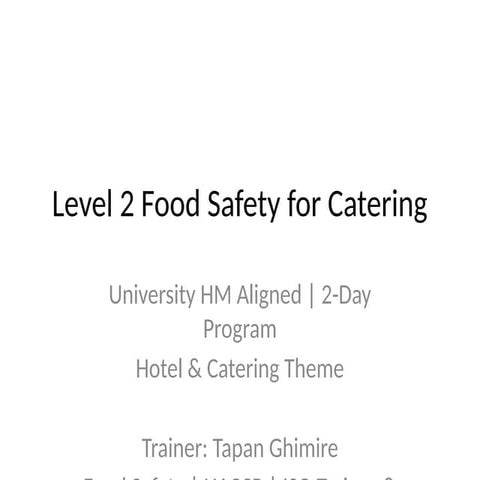 Level 2 Food Hygiene and Safety for Catering | PDF