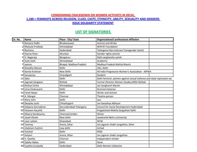 The entire statement and list of signatures may be viewed here | PDF