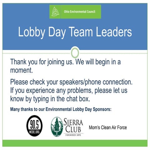 Environmental Lobby Day Team Lead Webinar