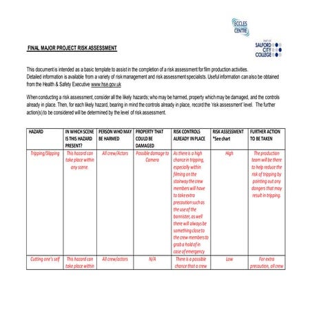 Advertising risk assessment form | DOCX