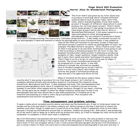 Final major project evaluation 