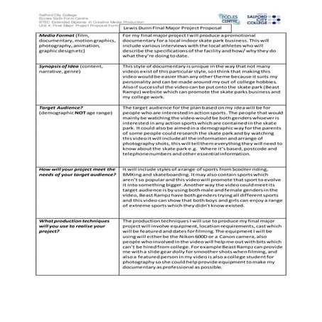 Final major project proposal form