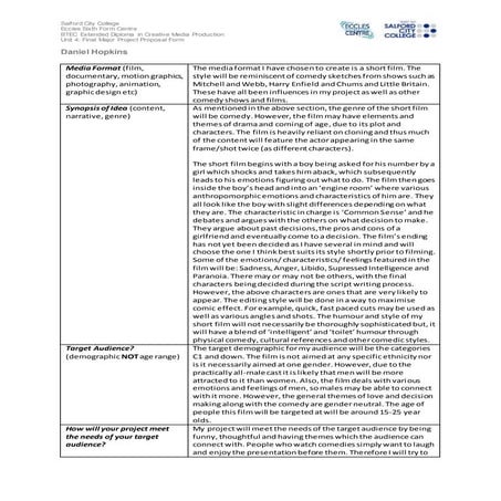 Final major project proposal form