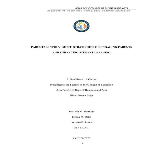 FINAL MANUSCRIPT - PARENTAL INVOLVEMENT FILES IN COLLEGE