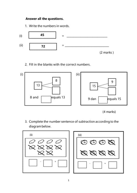 FINAL EXAM FOR MATHEMATICS YEAR 1 | DOCX