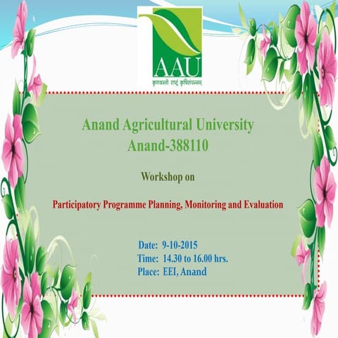 Monitoring and Evaluation Mechanism of AAU Participatory Extension ...