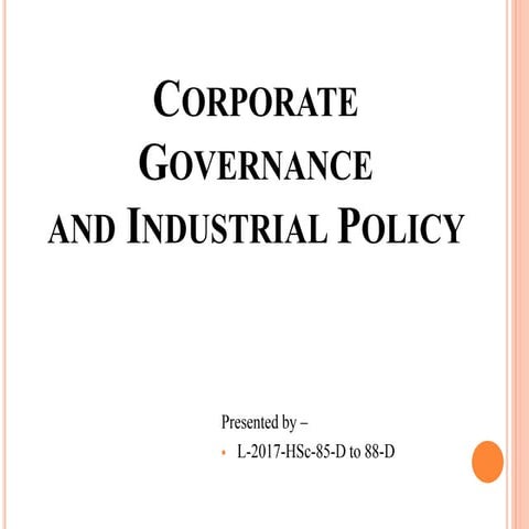 Corporate Governance and Industrial Policy 