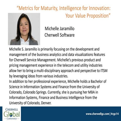 Metrics to Maturity, Intelligence for Innovation: Your Value Proposition