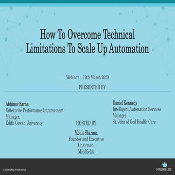  HOW TO OVERCOME TECHNICAL LIMITATIONS TO SCALE UP AUTOMATION