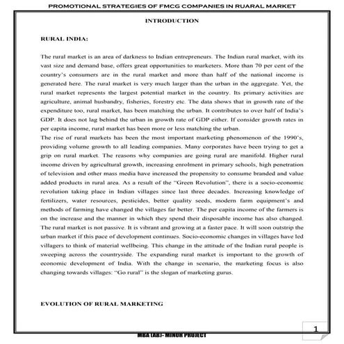 Promotional strategy of fmcg company in rural market