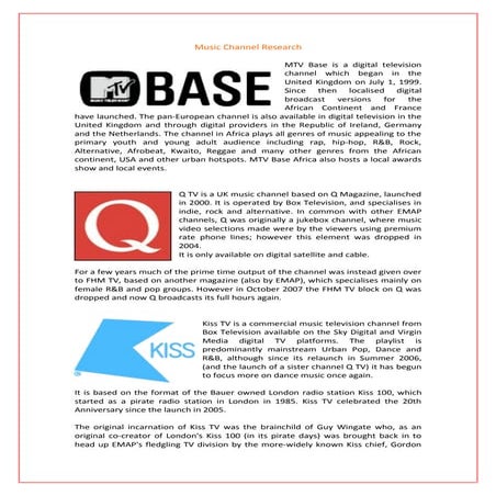 Final Music Channel Research