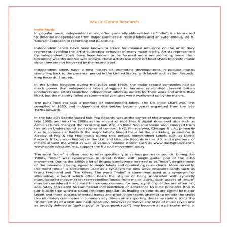 Final Music Genre Research