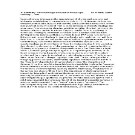 Final nanotechnology summary