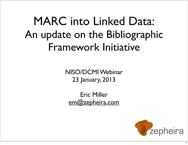 NISO DCMI Webinar bibframe-20130123