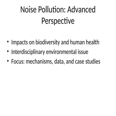 Comprehensive Analysis of Noise Pollution: Impacts on Humans and ...