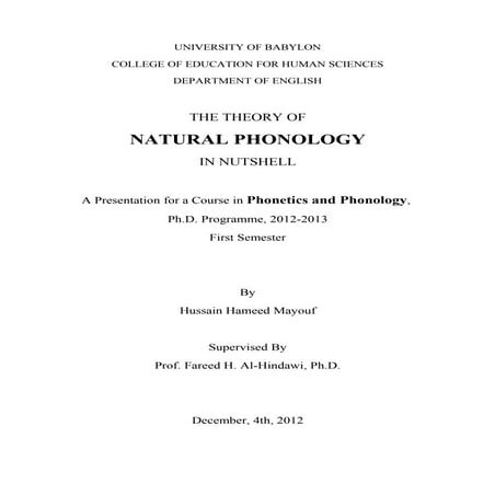 Natural Phonology by Hussain H Mayuuf/2013