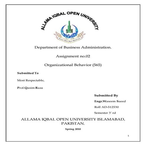 Organizational Behavior 