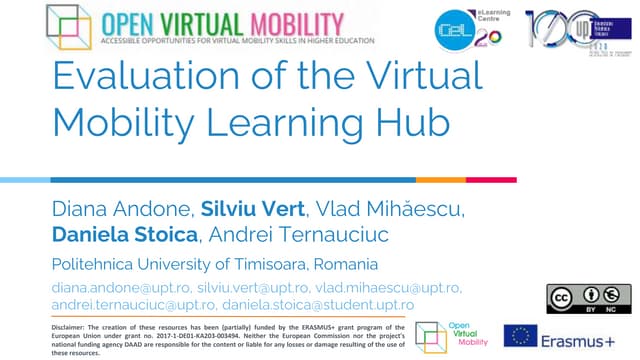 Evaluation of the Virtual Mobility Learning Hub
