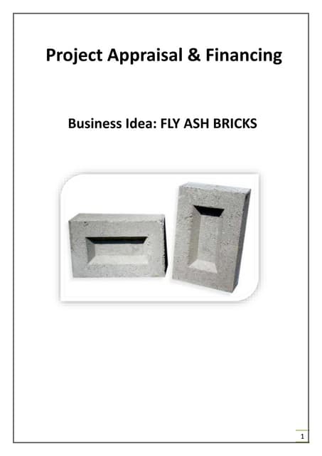 Project Appraisal and Financing of a Business Idea in Fly ash Bricks