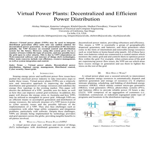 Virtual Power Plants: Decentralized and Efficient Power Distribution