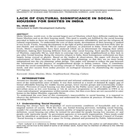 Lack of Cultural Significance in Social Housing for Shiites in India