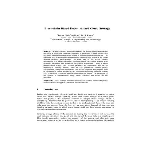 Blockchain Based Decentralized Cloud System