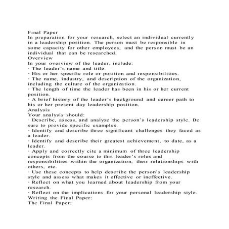 Final PaperIn preparation for your research, select an individua