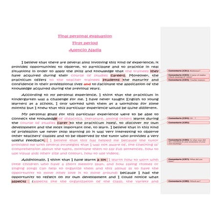 Final personal evaluation   first period