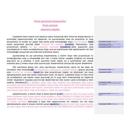 Final personal evaluation   first period