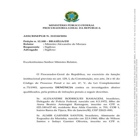 Denúncia contra o ex-presidente Jair Bolsonaro