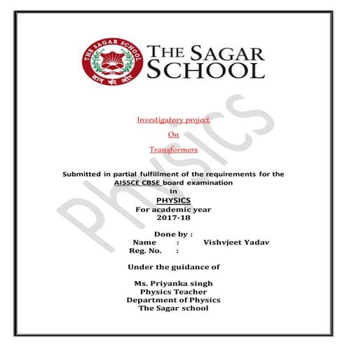 physics cbse 12th classs investigatory project