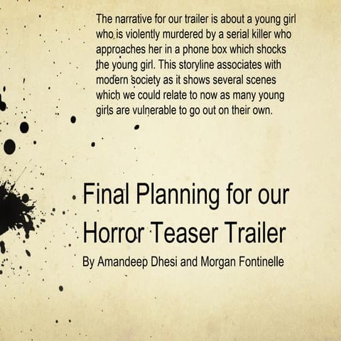 Final planning for our horror teaser trailer