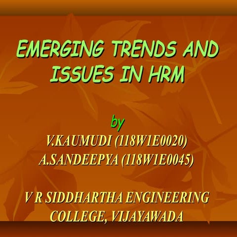 emerging trends and issues in HRM