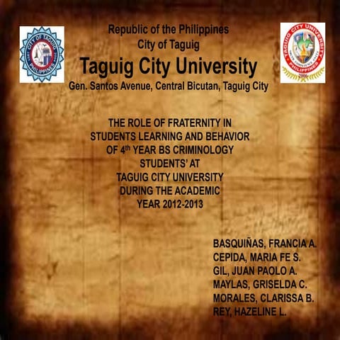 the role of fraternity of learning and behavior