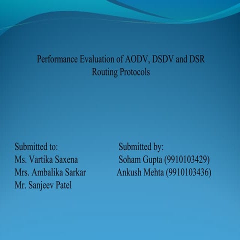 Performance Evaluation of Routing Protocols | PPT
