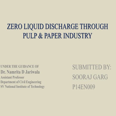 Zero Liquid Discharge For Pulp and paper industries