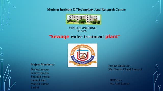 Sewage Treatment Plant | PPTX