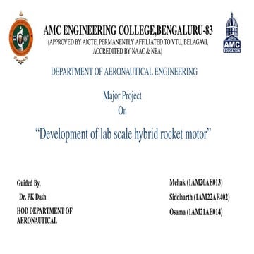 FINAL PPT Development of lab scale hybrid rocket motor