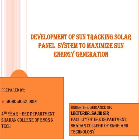 MICROPROCESSOR BASED SUN TRACKING SOLAR PANEL SYSTEM TO MAXIMIZE ENERGY GENER...