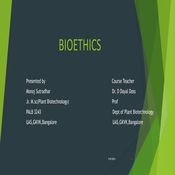 BIOETHICS, a bridge between the facts and moral behaviour.