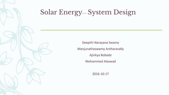 Solar photovoltaic system design | PDF