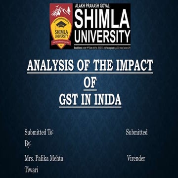 Impact of Analysis of Goods And services TAX IN INDIA