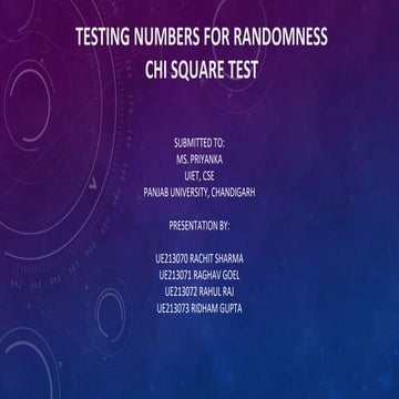 Testing Numbers for Randomness Chi Square test
