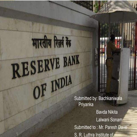 Reserve Bank of India- Management of Financial Services project