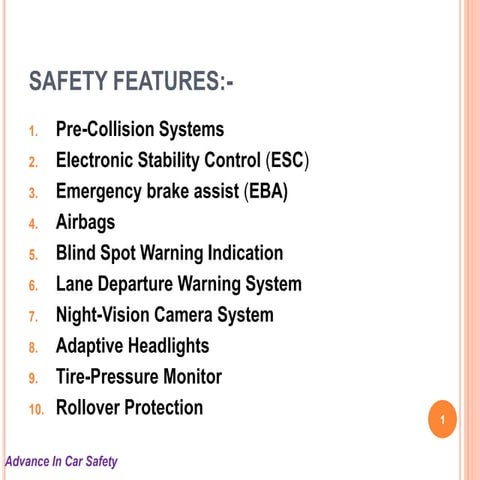 Final ppt on car safety
